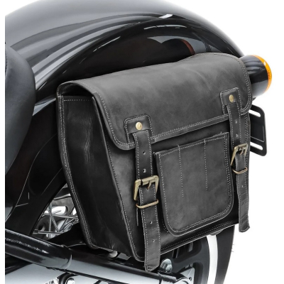Kožená boční retro moto brašna hnědá