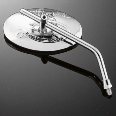 Motocyklové zrcátko Highway Hawk LIVE TO RIDE OVAL, YAMAHA Pravá strana, nastavitelné, chrom (1ks)