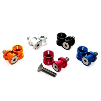 Rolny do kyvné vidlice v červené barvě, závit M8