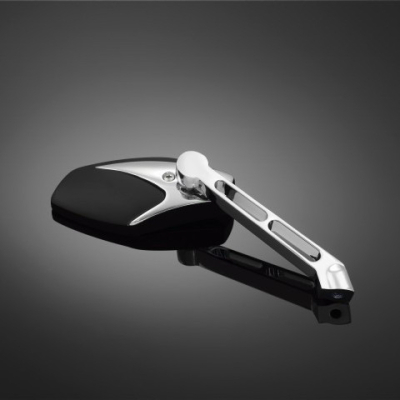 Motocyklová zrcátka Highway Hawk V-DESIGN, Levá i Pravá strana, chrom/černá (2ks)