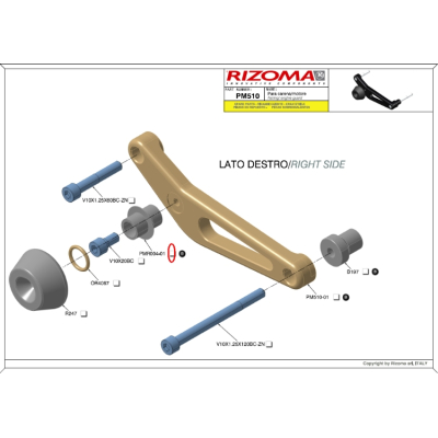 Náhradní díl pro PM510 Padací protektory motoru PRO, Pravý - TRIUMPH Street Triple 675/R675 (1ks)